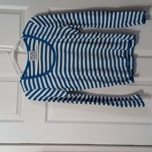 Blue and white striped long sleeve shirt